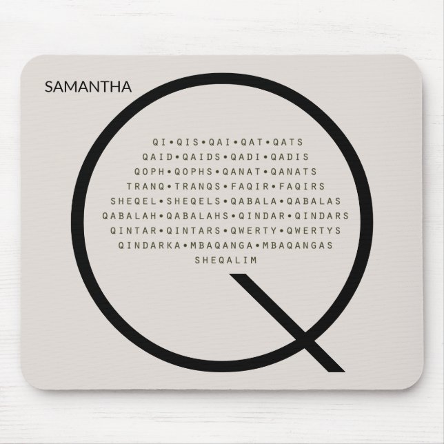 Alfombrilla De Ratón Palabras Q personalizadas sin inglés estadounidens (Frente)