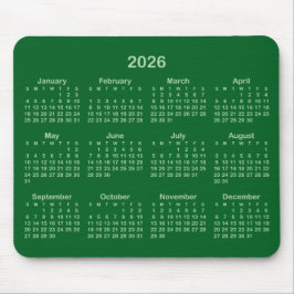 Alfombrilla De Ratón Pale and Forest Green 2026 Calendar