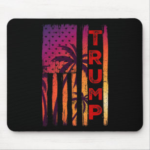 Alfombrilla De Ratón Palm Tree Vintage Molesta La Bandera Estadounidens