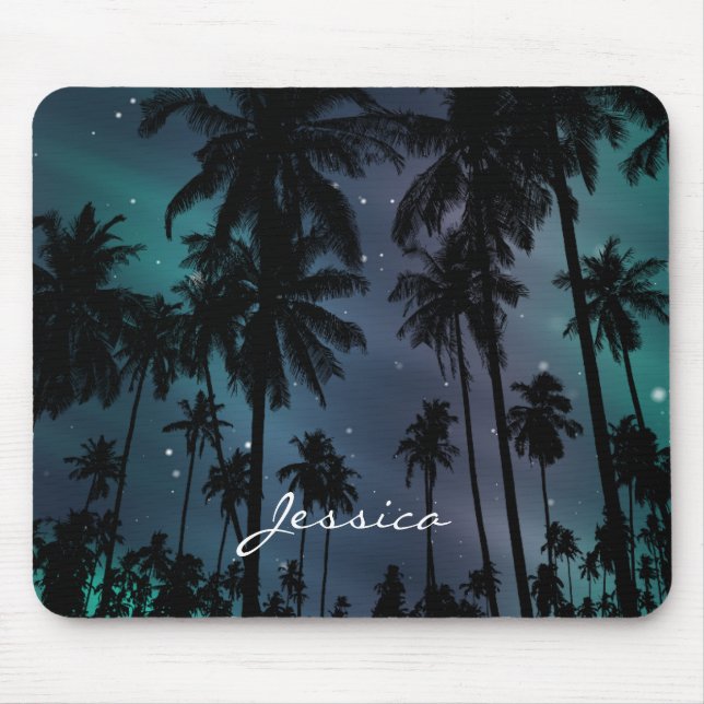 Alfombrilla De Ratón Palm Trees and Starry Night Sky Personalised (Frente)