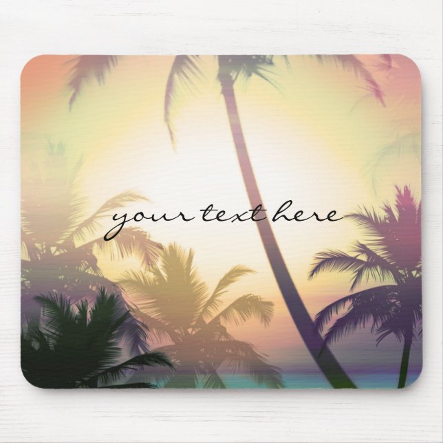 Alfombrilla De Ratón Palm Trees Tropical Hepical Beach Summer Mouse Pad (Frente)