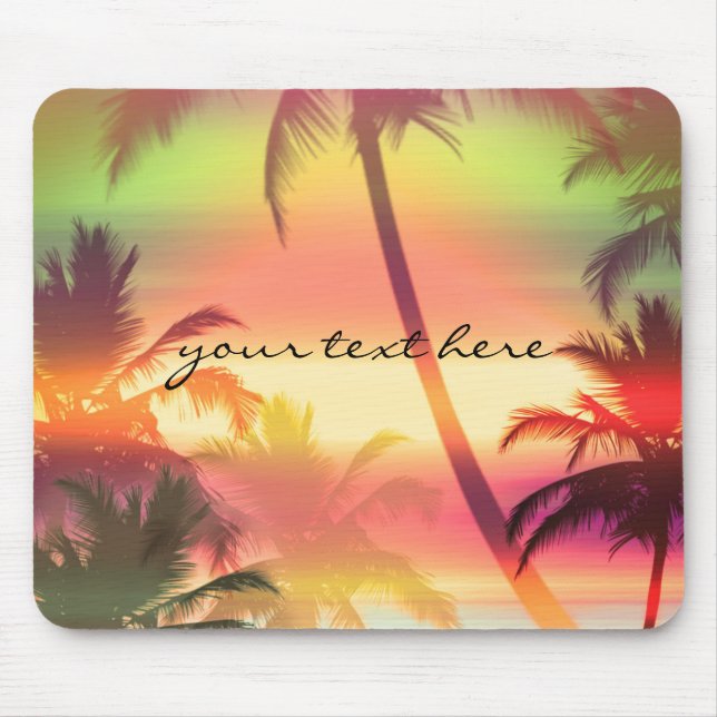 Alfombrilla De Ratón Palm Trees Tropical Hepical Beach Summer Mouse Pad (Frente)