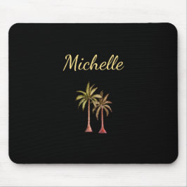 Alfombrilla De Ratón Palm Trees Tropicales Modernos Elegante Negro