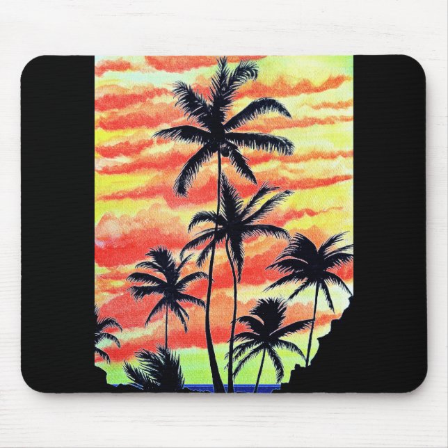 Alfombrilla De Ratón Palmas de Coco Sunset de Hawái (Frente)
