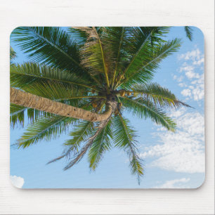 Alfombrilla De Ratón Palmera de coco tropical bajo cielo azul
