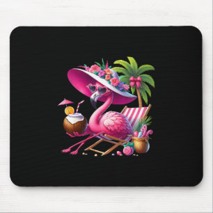 Alfombrilla De Ratón Palmera rosa flamenco playa tropical verano vacaci
