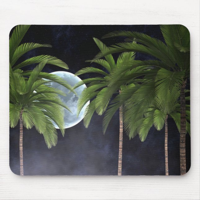 Alfombrilla De Ratón Palmeras contra la luna (Frente)