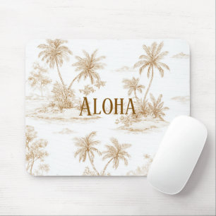 Alfombrilla De Ratón Palmeras de Isla Tropical Aloha Marrón Crema
