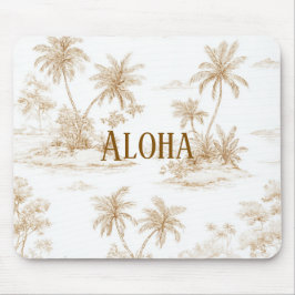Alfombrilla De Ratón Palmeras de Isla Tropical Aloha Marrón Crema