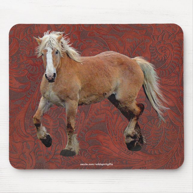 Alfombrilla De Ratón Palomino Percheron Art en Faux-cuero BG Mousepad (Frente)