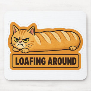 Alfombrilla De Ratón Pan de Gato Divertido Holgazaneando 