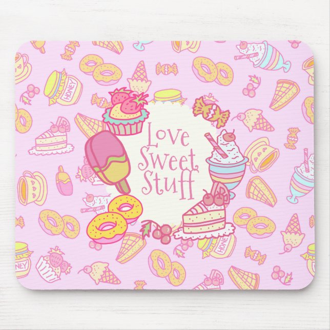Alfombrilla De Ratón Panadería dulce y bebidas rosadas (Frente)