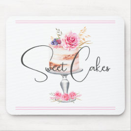Alfombrilla De Ratón Panadería Pastel Rosa Elegante Acuarela