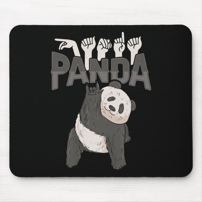 Alfombrilla De Ratón Panda Asl Gesture Deaf Hearing Loss Sensibilizació (Frente)