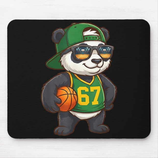Alfombrilla De Ratón Panda Basketball 67 Gen Alpha Slang Srts Men Boys  (Frente)