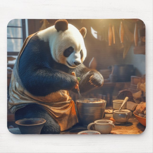Alfombrilla De Ratón Panda Bear Animal Fun Cocina Cocina Happy Time (Frente)