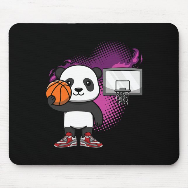 Alfombrilla De Ratón Panda Bear Bysketbyll Player Animal Lover Hoops Dr (Frente)