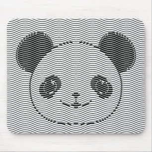 Alfombrilla De Ratón Panda Bear Face On Wave Pattern