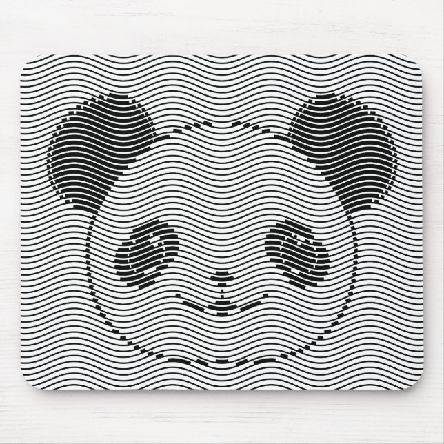 Alfombrilla De Ratón Panda Bear Face On Wave Pattern (Frente)