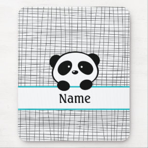 Alfombrilla De Ratón Panda Bear personalizado Aqua Black Mouse Pad