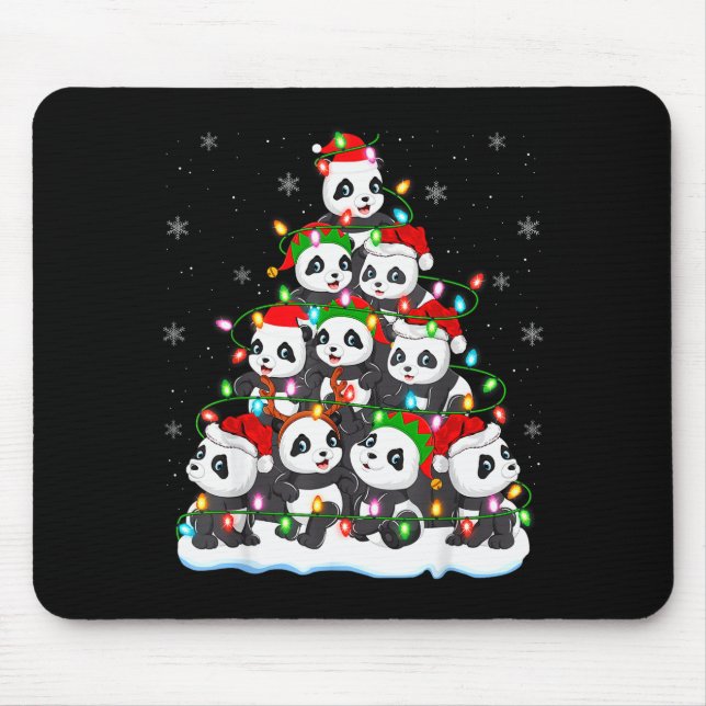 Alfombrilla De Ratón Panda Christmas Tree Lights Xmas Sweater Holiday P (Frente)