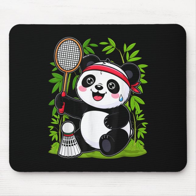 Alfombrilla De Ratón Panda de Badminton agotado - Funny Cuttle Shuttle  (Frente)