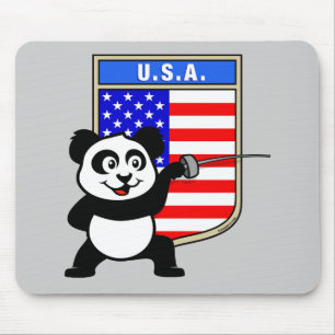 Alfombrilla De Ratón Panda de esgrima estadounidense