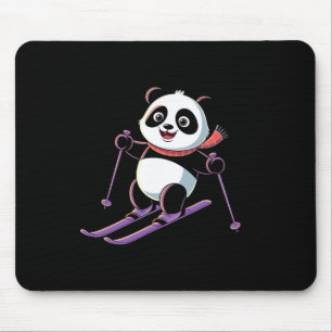 Alfombrilla De Ratón Panda Inteligente Jugando Esquí Divertido Humoríst