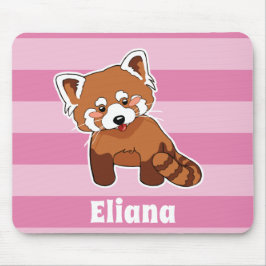Alfombrilla De Ratón Panda roja con su nombre - animal personalizado