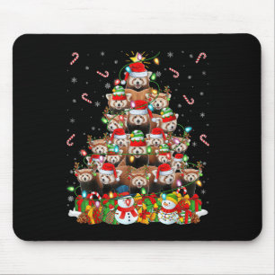 Alfombrilla De Ratón Panda Rojo Árbol de Luces de Navidad Santa Panda R
