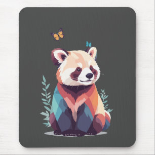 Alfombrilla De Ratón Panda Rojo Vector Pintura Adorable Diversión Repro