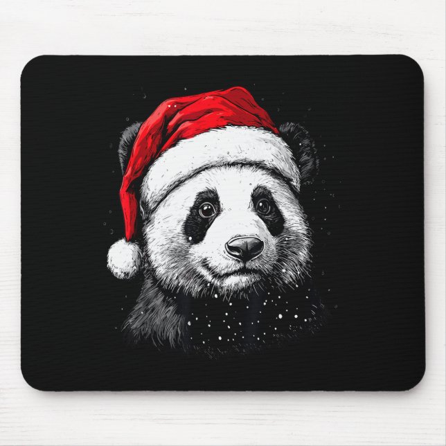 Alfombrilla De Ratón Panda Santa Hat Funny Panda Lovers Christmas Xmas  (Frente)