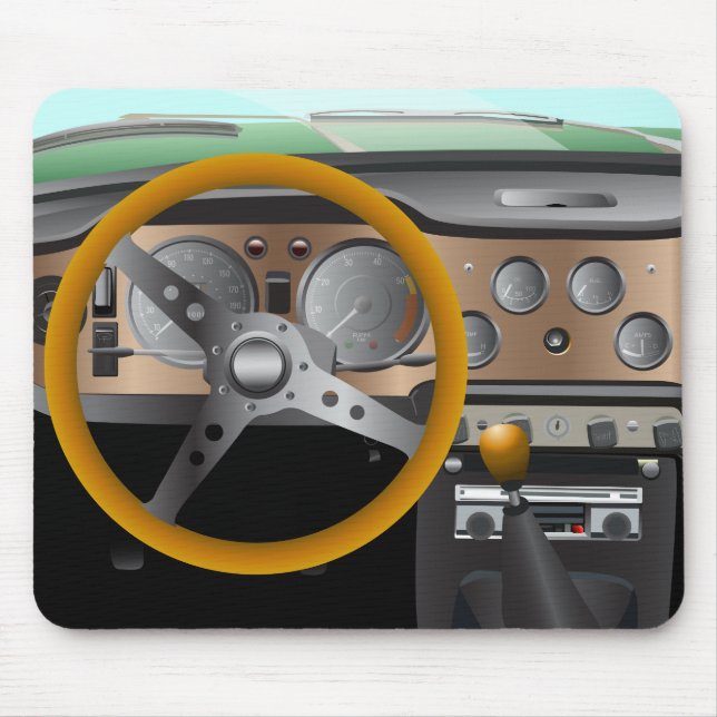 Alfombrilla De Ratón Panel de coche clásico (Frente)
