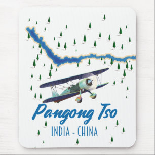 Alfombrilla De Ratón Pangong Tso India China map poster.