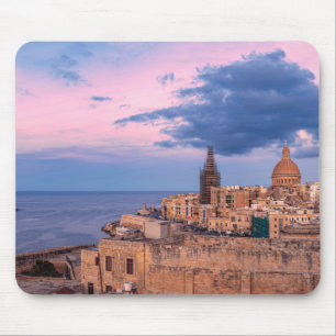 Alfombrilla De Ratón Panoramic view of sunset over Valletta