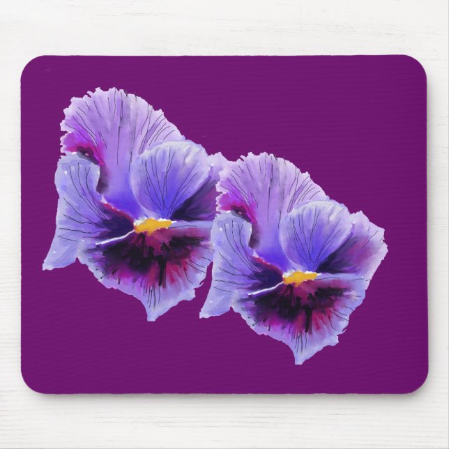 Alfombrilla De Ratón Pansies azules y violetas Mousepad (Frente)