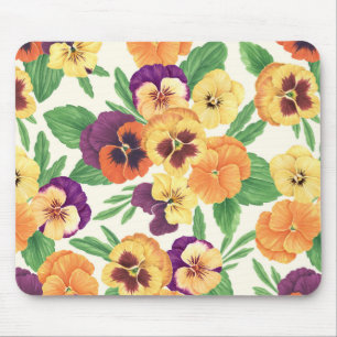 Alfombrilla De Ratón Pansies en blanco roto