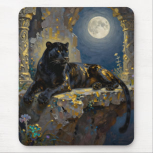 Alfombrilla De Ratón Pantera Negra bajo la Luna Llena