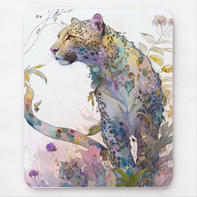 Alfombrilla De Ratón Panther retrata el bosque de fauna silvestre (Frente)