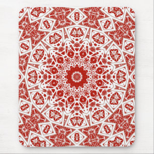 Alfombrilla De Ratón pañuelo étnico rojo y blanco
