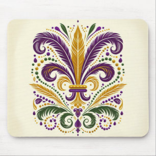 Alfombrilla De Ratón Pañuelos de lis amarillo, violeta verde