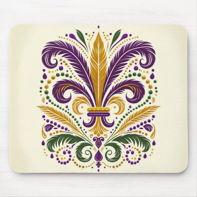Alfombrilla De Ratón Pañuelos de lis amarillo, violeta verde (Frente)