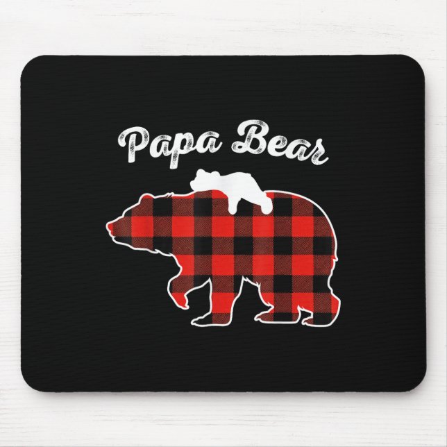 Alfombrilla De Ratón Papa Bear Flannel Red Plaid Pajama Family Matching (Frente)