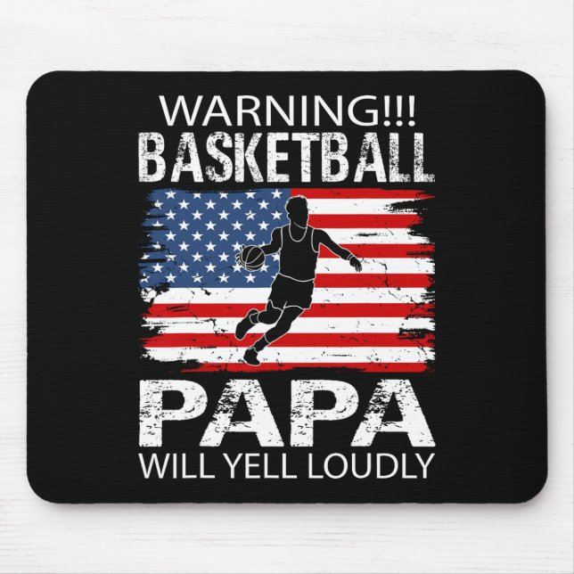 Alfombrilla De Ratón Papa de baloncesto grita divertido Papa de balonce (Frente)