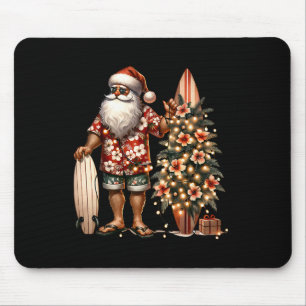 Alfombrilla De Ratón Papá Noel de Navidad Tropical Surfing Playa Hibisc