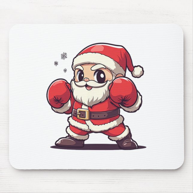 Alfombrilla De Ratón Papá Noel Lindo Boxeando - Navidad temática de Nav (Frente)