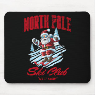 Alfombrilla De Ratón Papá Noel Navidad Nieve Esquí En El Polo Norte
