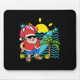 Alfombrilla De Ratón Papá Noel surfista de verano hawaiano Navidad trop
