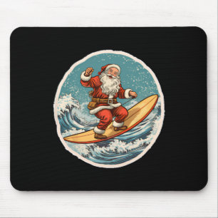 Alfombrilla De Ratón Papá Noel surfista en tabla de surf Navidad en jul