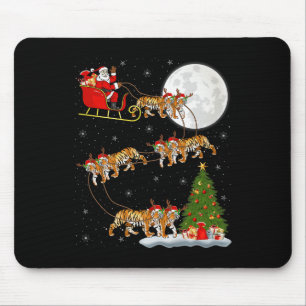 Alfombrilla De Ratón Papá Noel Tigre de Bengala Trineo Volador Divertid